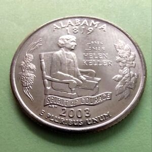 2003-P Alabama State Quarter Uncirculated From US Mint Roll. Item #5062